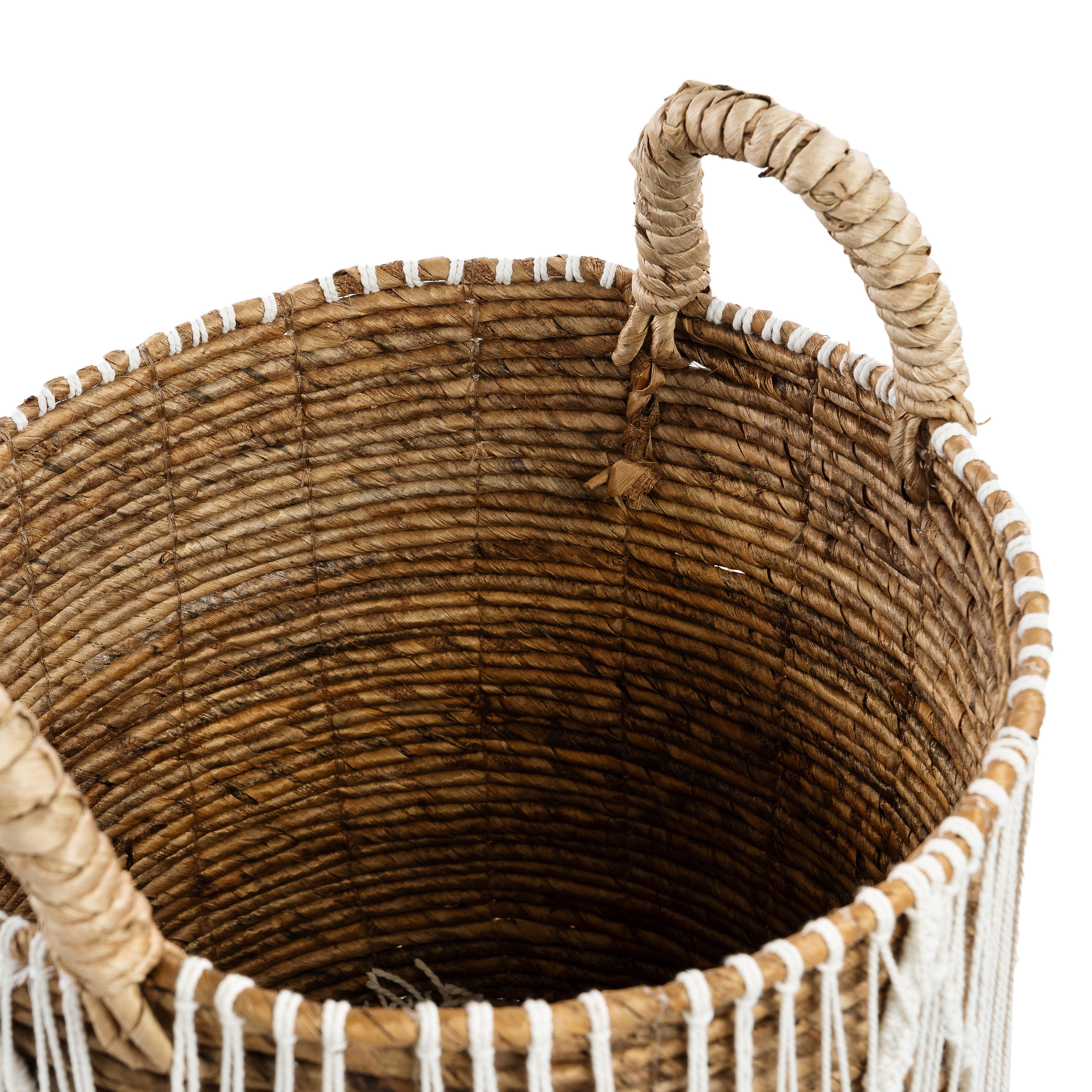 The Straight Stitched Macrame Basket - Natural White - M