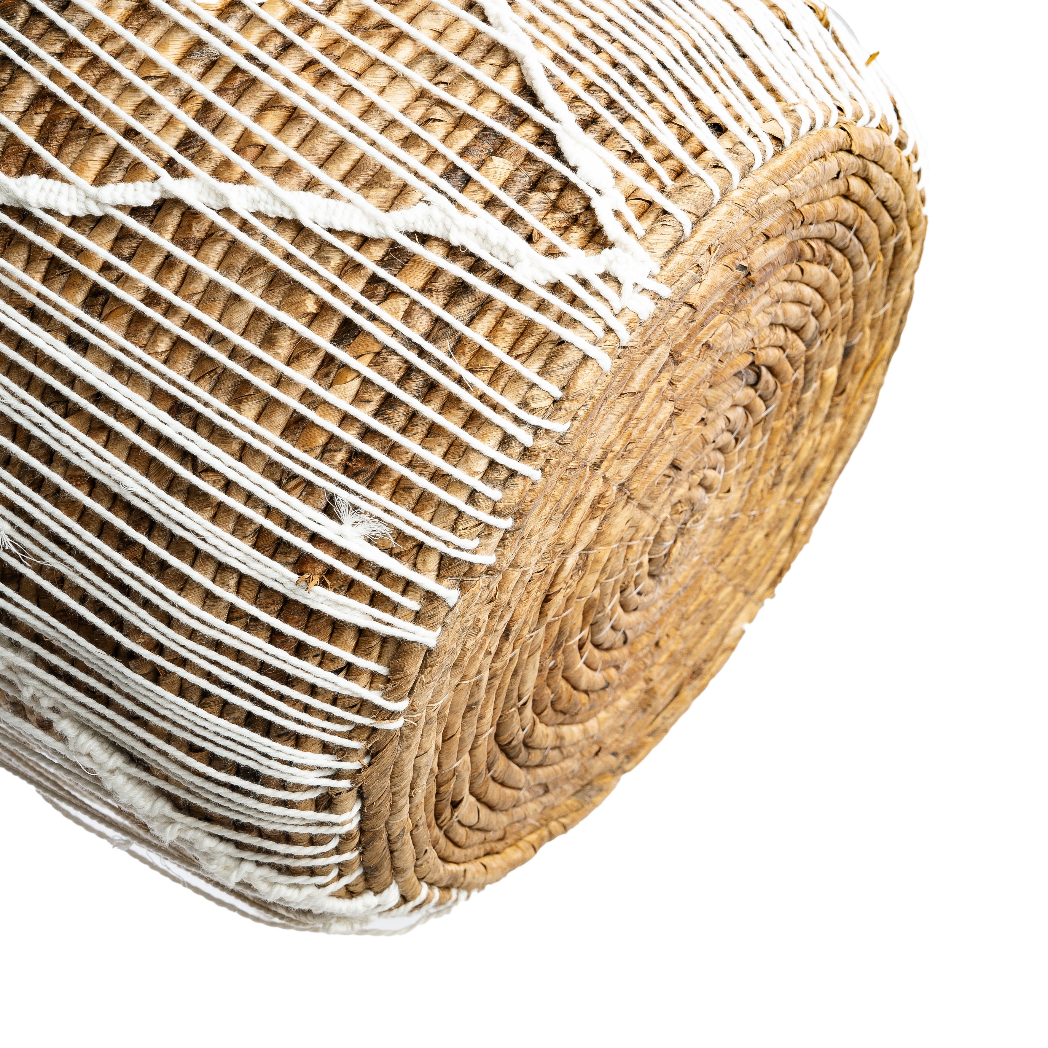 The Straight Stitched Macrame Basket - Natural White - M