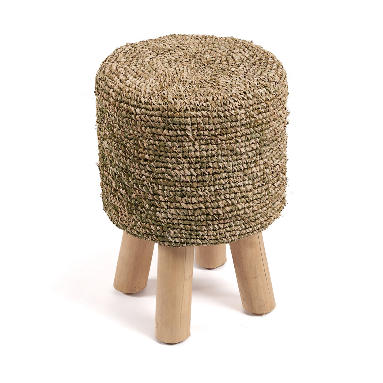 The Raffia Tressed Stool - Jungle Green